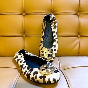 Tory Burch, RARE, Leopard Reva Ballet Flats, Sz 40/ 9, EUC